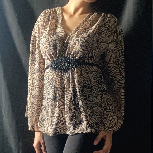 ⭐️ Zebra Print Nicole by Nicole Miller Belted Blouse - Picture 1 of 7